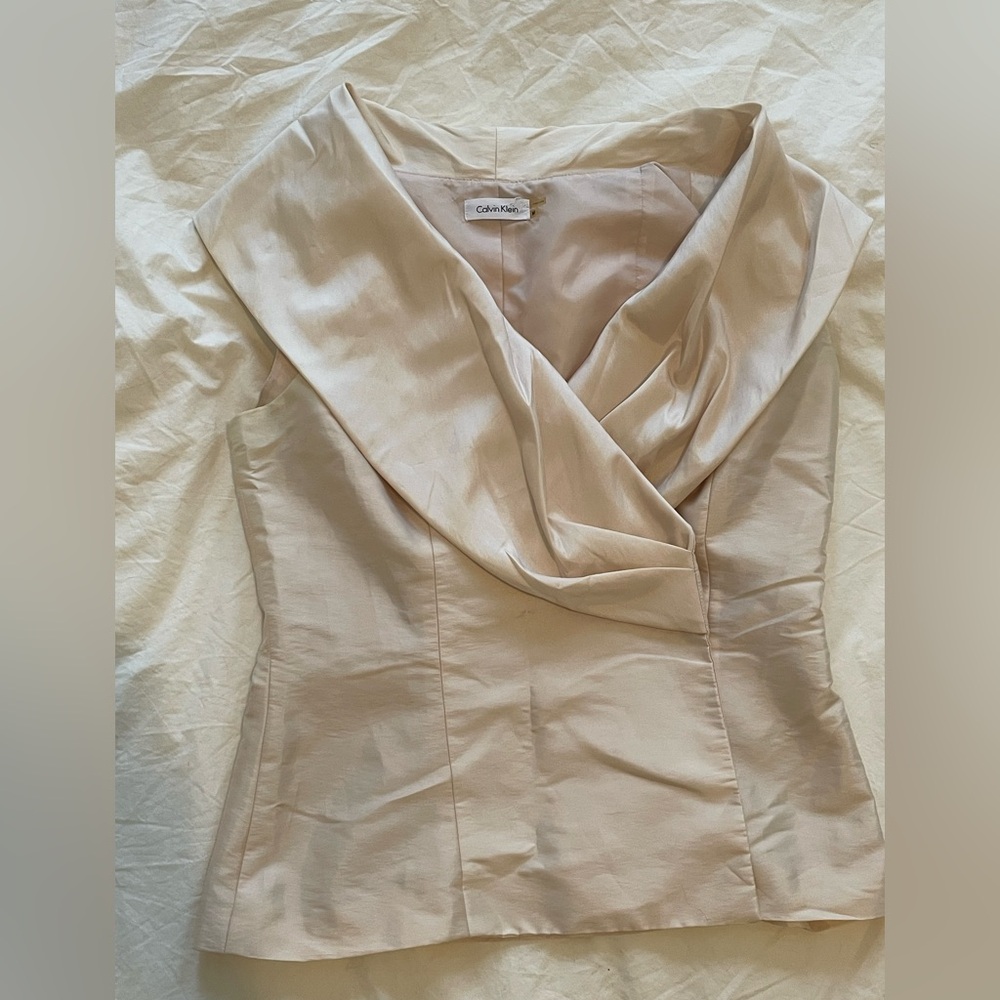 Cream Draped Neck Blouse